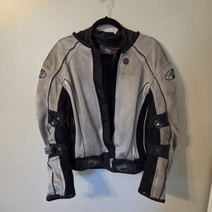 Joe Rocket Mens Gray Motorcycle Jacket Armored Padded Riding Zip Coat Biker. M